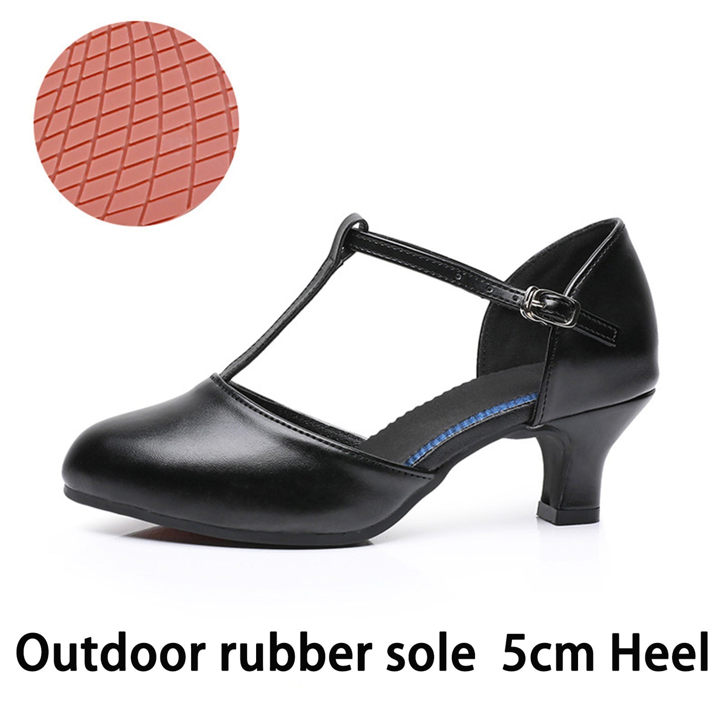 Latin Dance Shoes for Women Leather T-Strap Salsa Tango Modern Ballroom Performance Shoes Model A64D