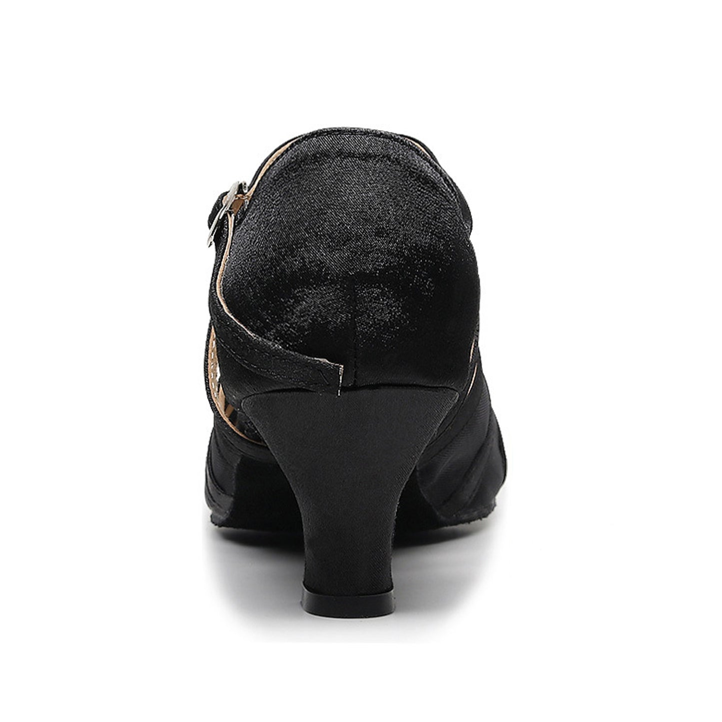 Comfortable soft sole women's black mesh salsa cha cha performance dance shoes