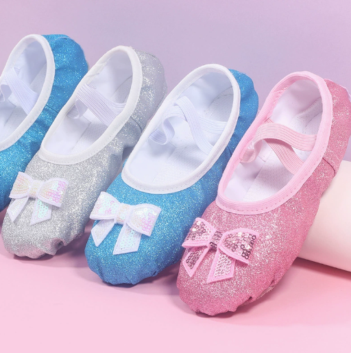 Kids Sequin Ballet Dance Shoes Girls Soft Sole Ballet Practice Performance Slippers Model B05