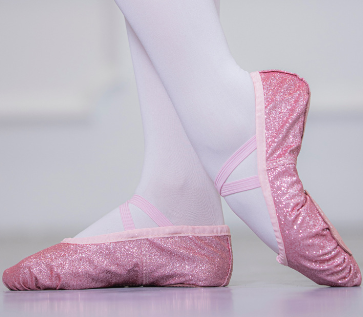 Glitter Lace-up Soft Sole Ballet Dance Shoes Stage Performance Footwear for Adults & Kids Model B11