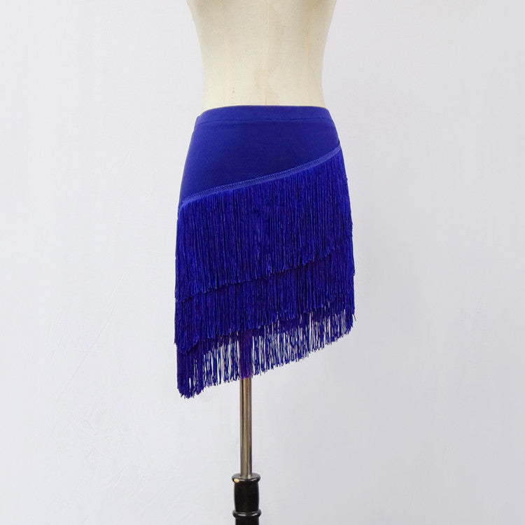 Blue fringe dance skirt, perfect for Samba and Rumba performances