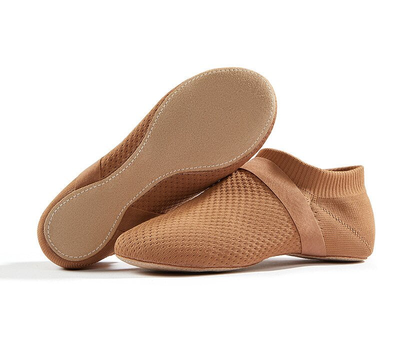 Women's breathable knit jazz dance shoes with suede sole
