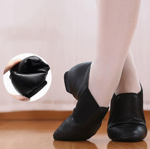 ballet practice shoes sheepskin leather close up