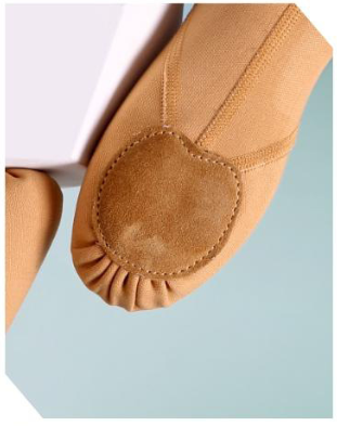 Non-slip rubber heel on canvas ballet shoes, shock-absorbing design for dancers