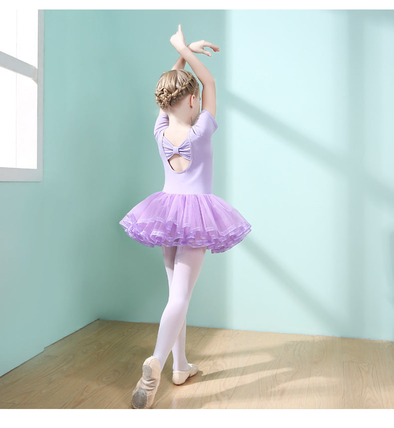 Girls Ballet Tutu Dress Back Detail, Cute Bow Cutout Design & Layered Tulle Skirt