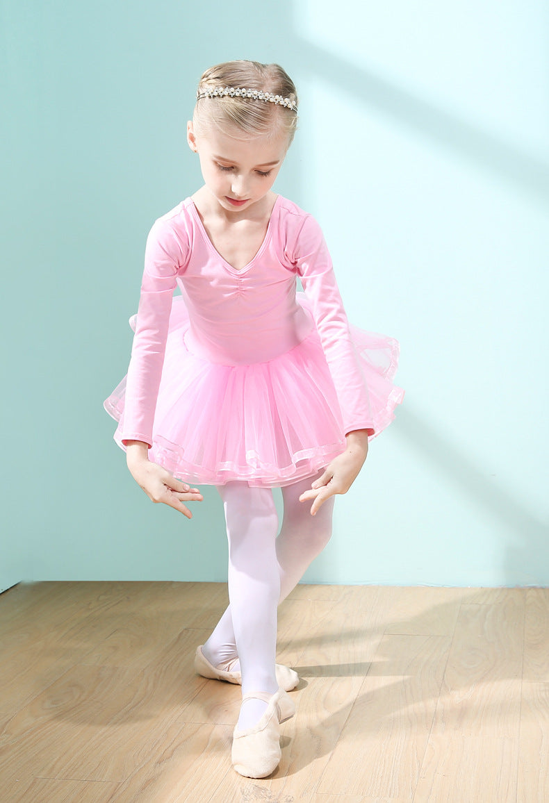 Girls Short/Long Sleeve Ballet Leotard with Tutu Skirt, Bow Back Tulle Dance Dress for Toddler