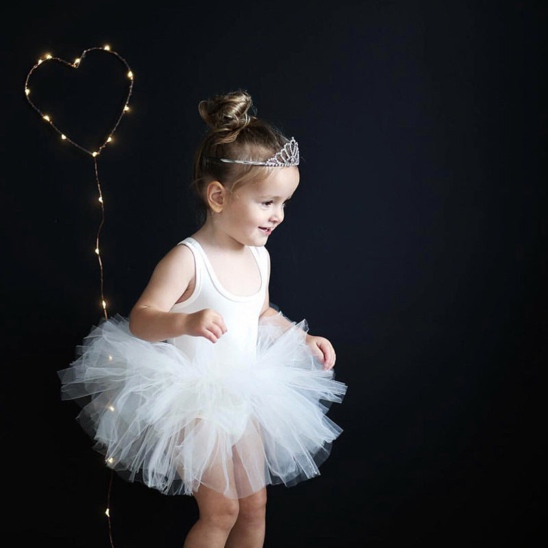 Girls Sleeveless Ballet Tutu Dress, Tulle Dance Leotard