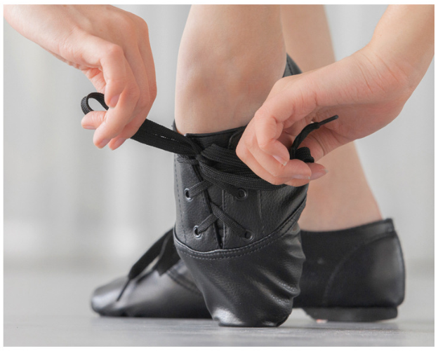 PU Leather Lace-Up Jazz Dance Shoes for Men & Women - Low Heel Split Sole Practice Shoes JZ-M-09