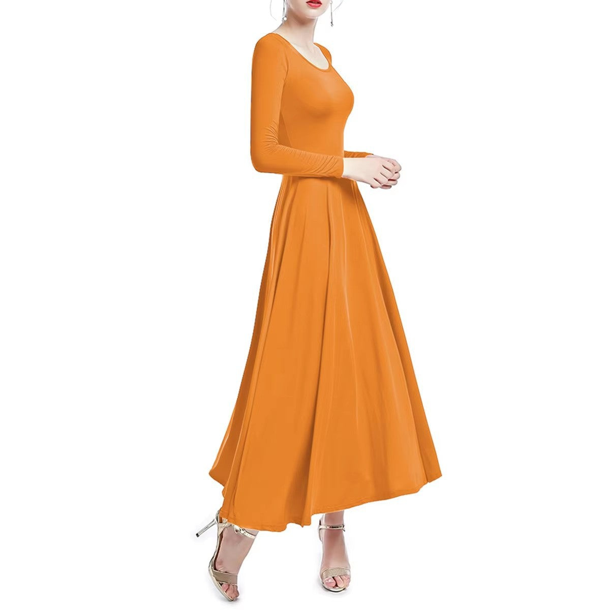 Women's modest praise dance dress, royal blue long sleeve church choir gown for Christian worship performance