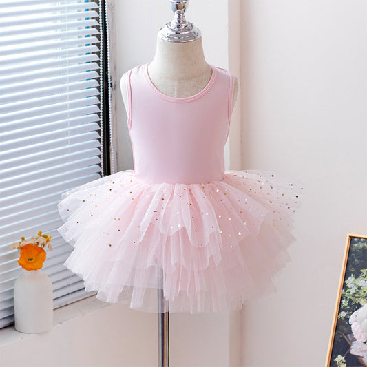 Girls Sleeveless Ballet Tutu Dress, Layered Tulle Dance Leotard for Toddler Kids