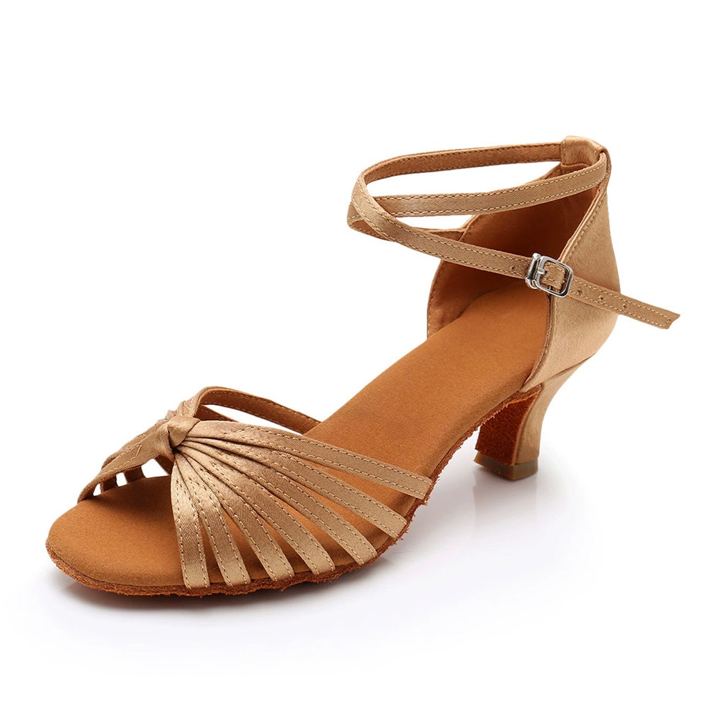Elegant satin latin dancing footwear for beginner practice and stage performance