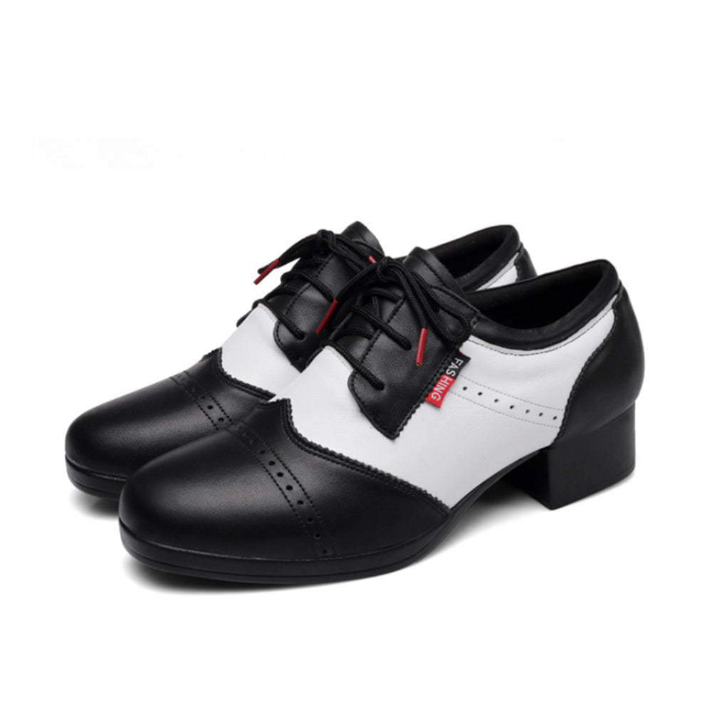 Black and white men's modern dance shoes for ballroom dancing
