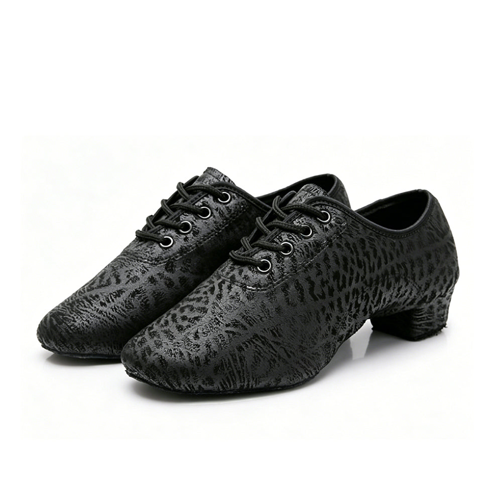 Men's black Latin dance shoes with soft sole for practice