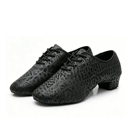 Men's black Latin dance shoes with soft sole for practice