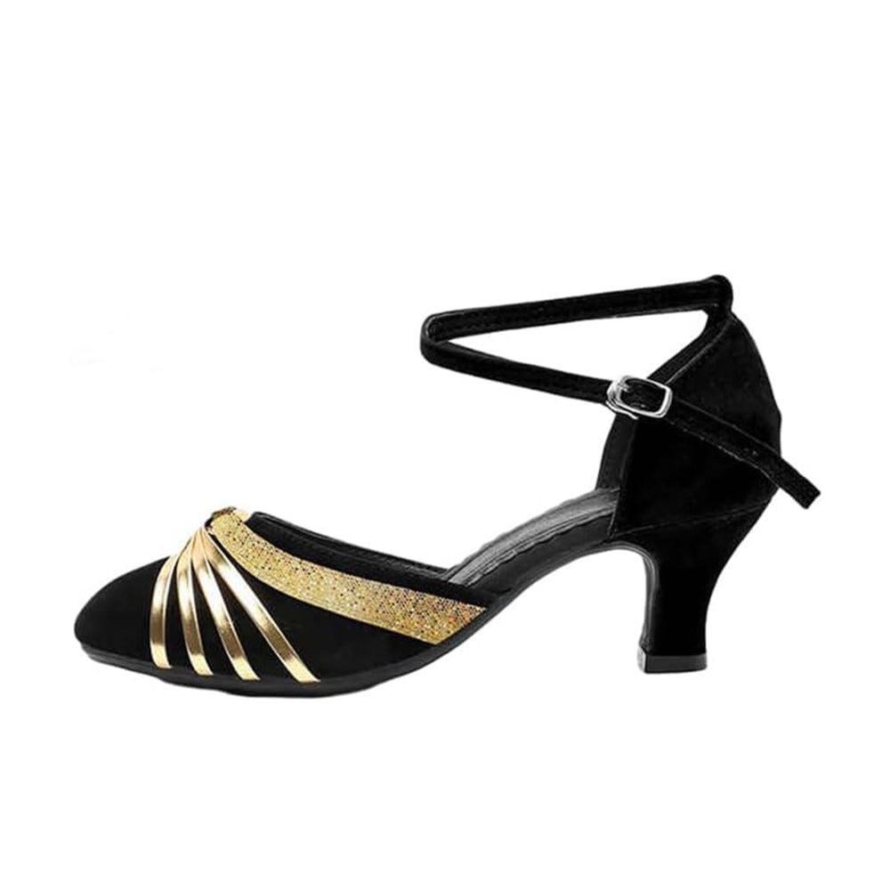 Women's Latin Dance Shoes Closed Toe Sequin Tango Waltz Samba Salsa Soft Bottom Dance Shoes Model A36G