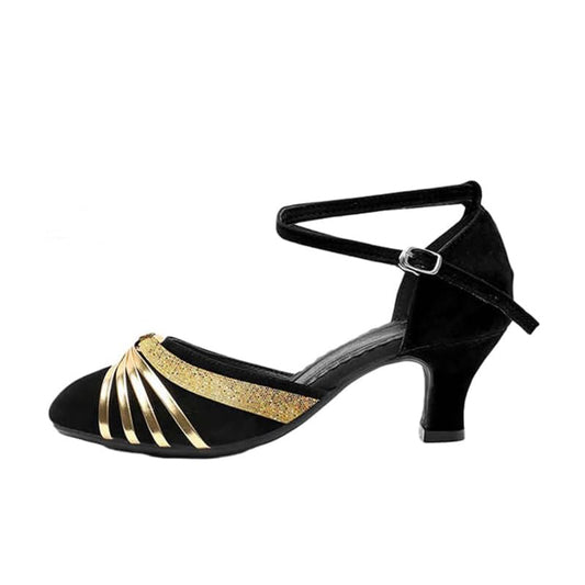 Women's Latin Dance Shoes Closed Toe Sequin Tango Waltz Samba Salsa Soft Bottom Dance Shoes Model A36G