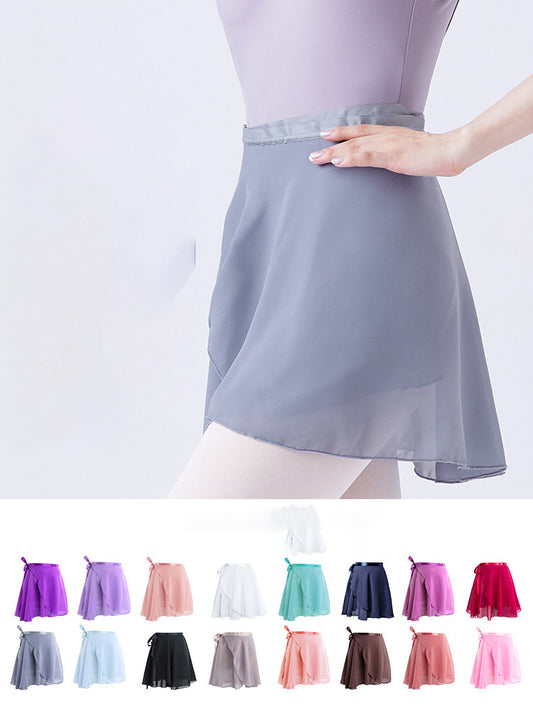 Women's Gray Chiffon Ballet Wrap Skirt, Sheer Adjustable Dance Skirt for Ballet Class & Performance