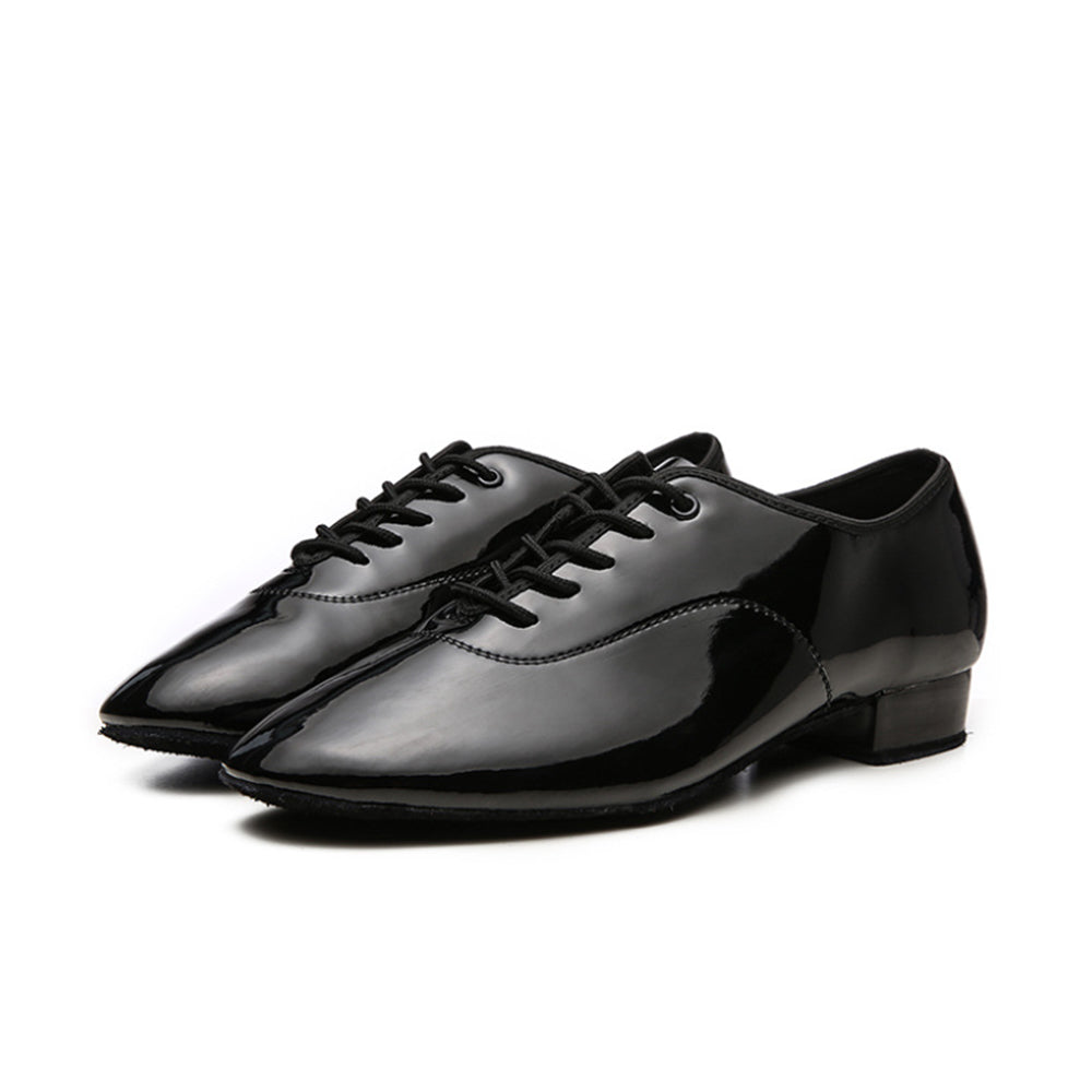 Men's patent leather ballroom dance shoes with soft sole
