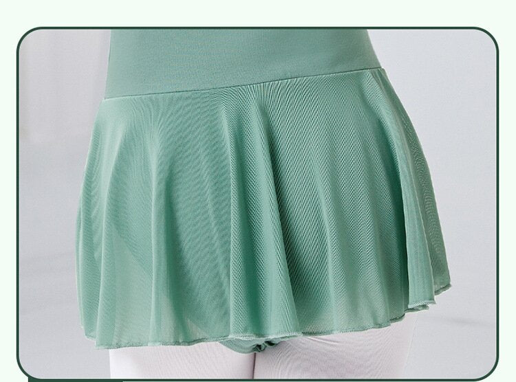 Girls Ballet Leotard with Skirt - Short/Long Sleeve Cotton Dance Dress for Kids, 5 Colors BAL-SH-08