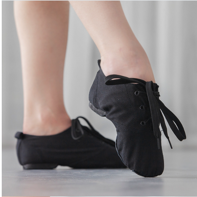 Canvas Lace-Up Jazz Dance Shoes | Split Suede Sole for Women Men Kids, Non-Slip Practice Ballet Sneakers JZ-M-10
