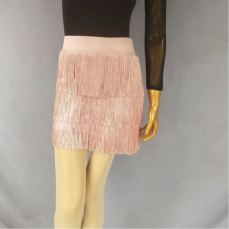 Women's Latin Dance Skirt, Fringe Tassel Mini Skirt for Ballroom Salsa Tango, Performance Practice Dancewear LAT- Skirt-4