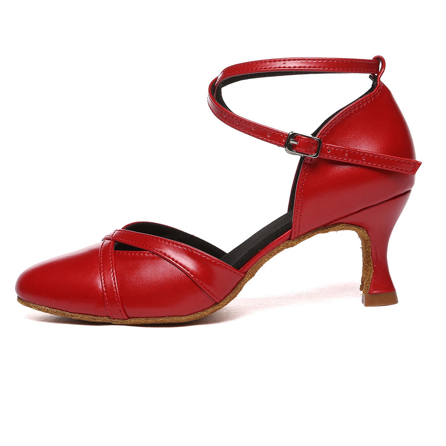 Women’s Latin Dance Shoes Leather Closed Toe Salsa Tango Ballroom Practice Performance Shoes Model A54G