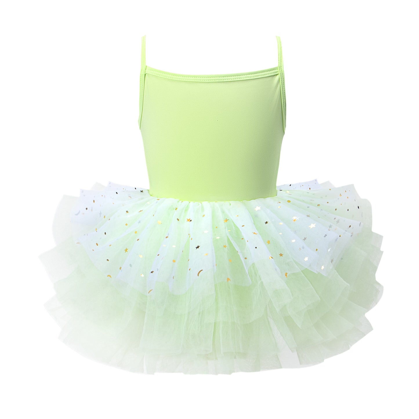 Girls Ballet Tutu Dress Detail, Sparkle Star Layered Tulle Skirt & Snap Crotch Design