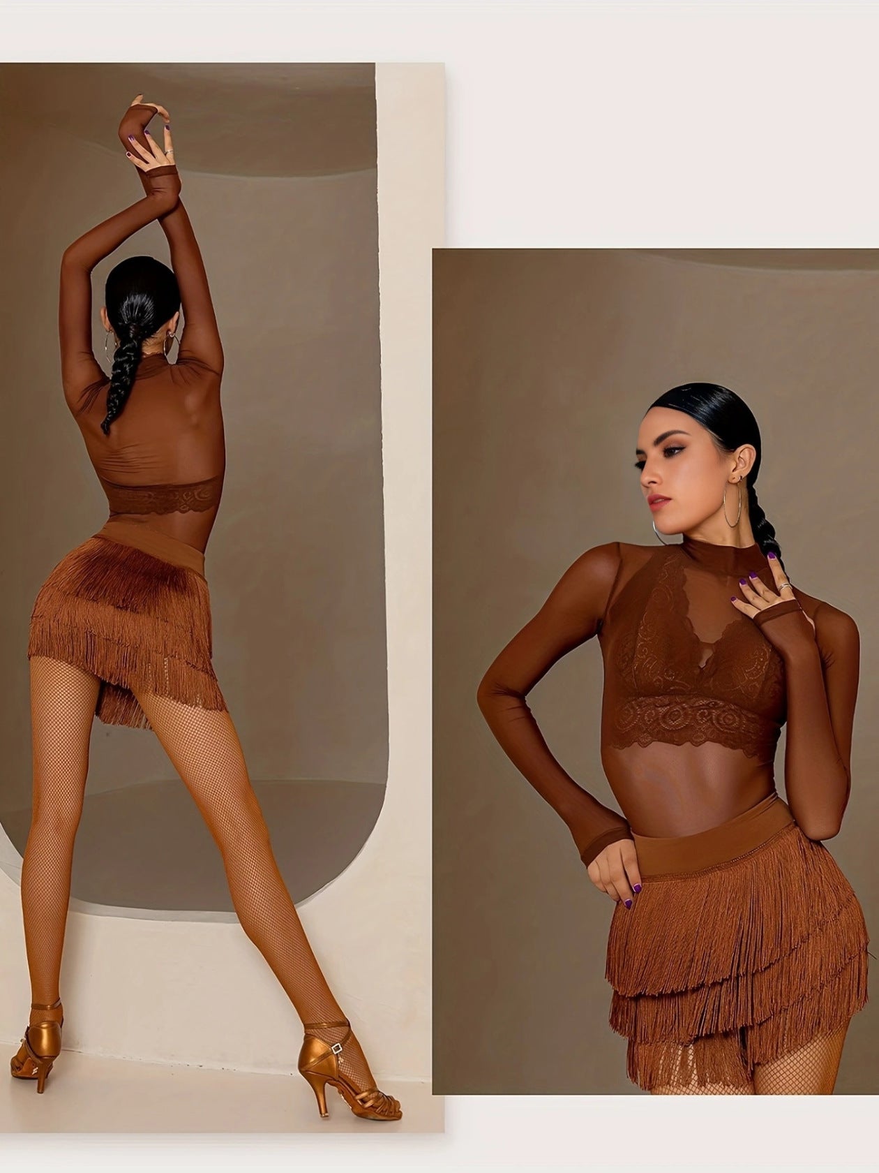 Women's Latin Dance Skirt, Fringe Tassel Mini Skirt for Ballroom Salsa Tango, Performance Practice Dancewear LAT- Skirt-4
