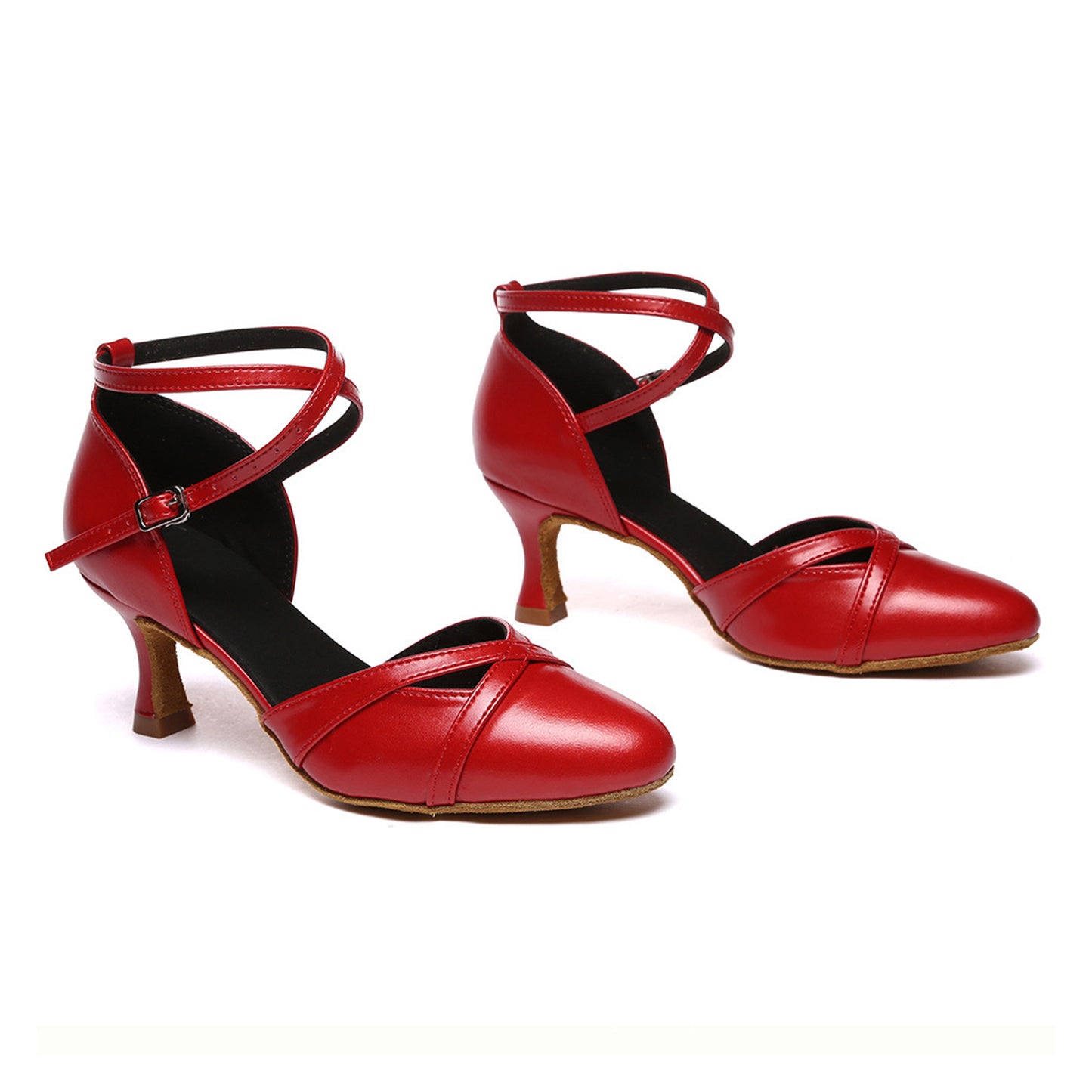 Women’s Latin Dance Shoes Leather Closed Toe Salsa Tango Ballroom Practice Performance Shoes Model A54G