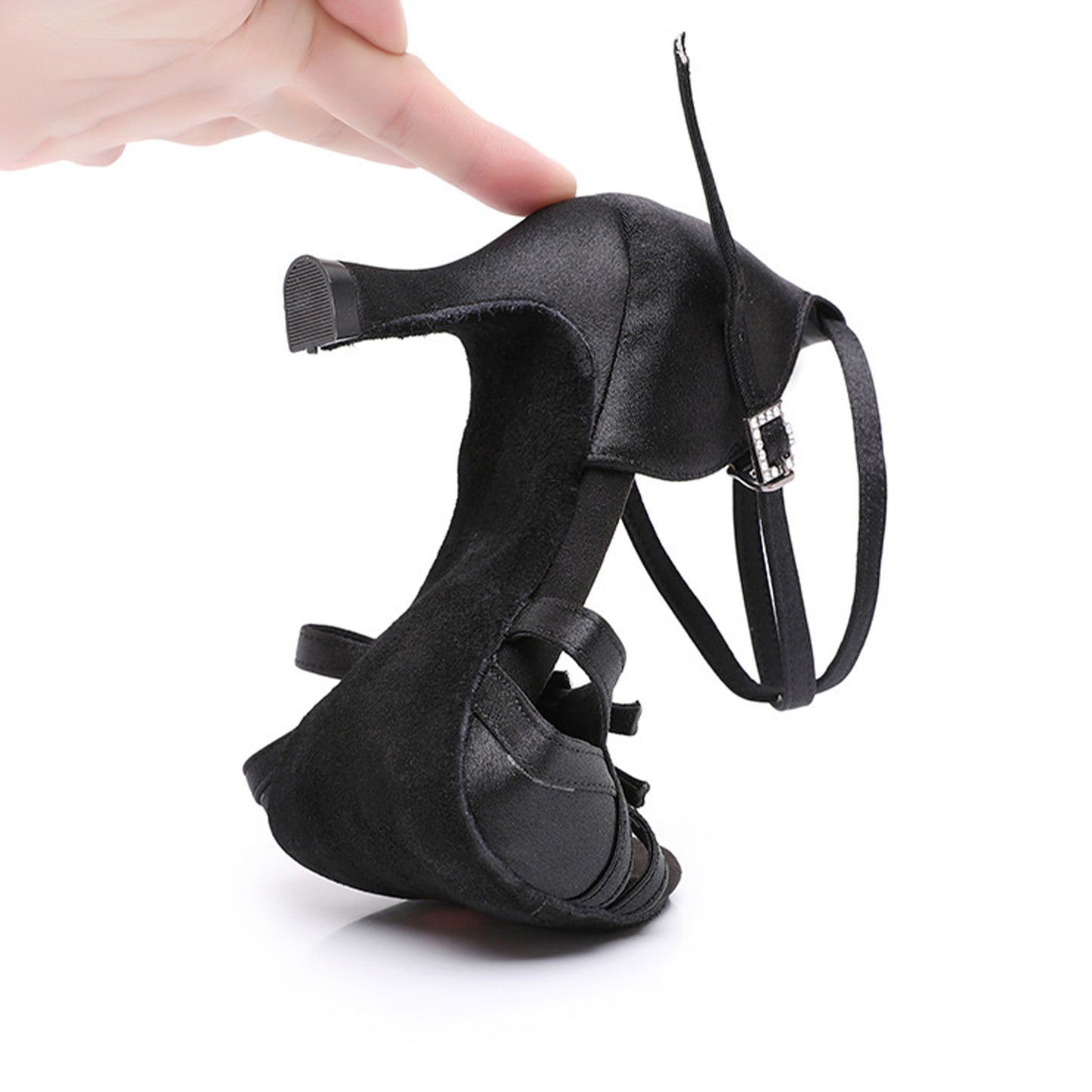Women's Satin Latin Dance Shoes Open-Toe Salsa Tango Ballroom Practice Dancing Shoes Model A53G