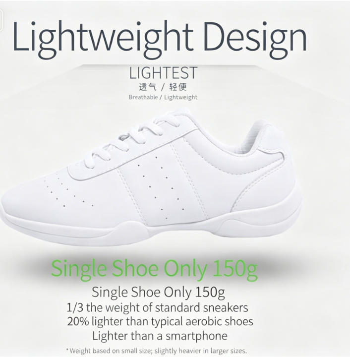 Ultra-light 150g cheer shoes with breathable synthetic leather upper