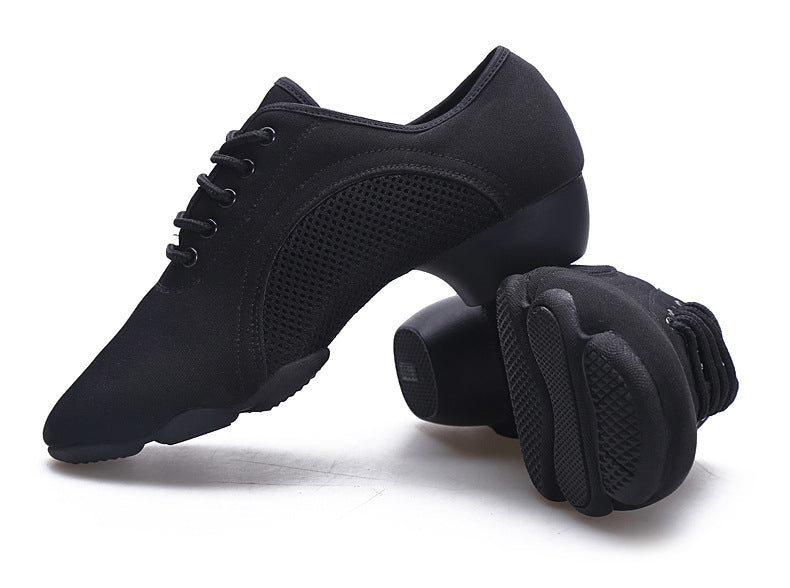Women's Breathable Mesh Latin Dance Teacher Shoes - Low Heel, Split-Sole for Ballroom & Practice T-1103