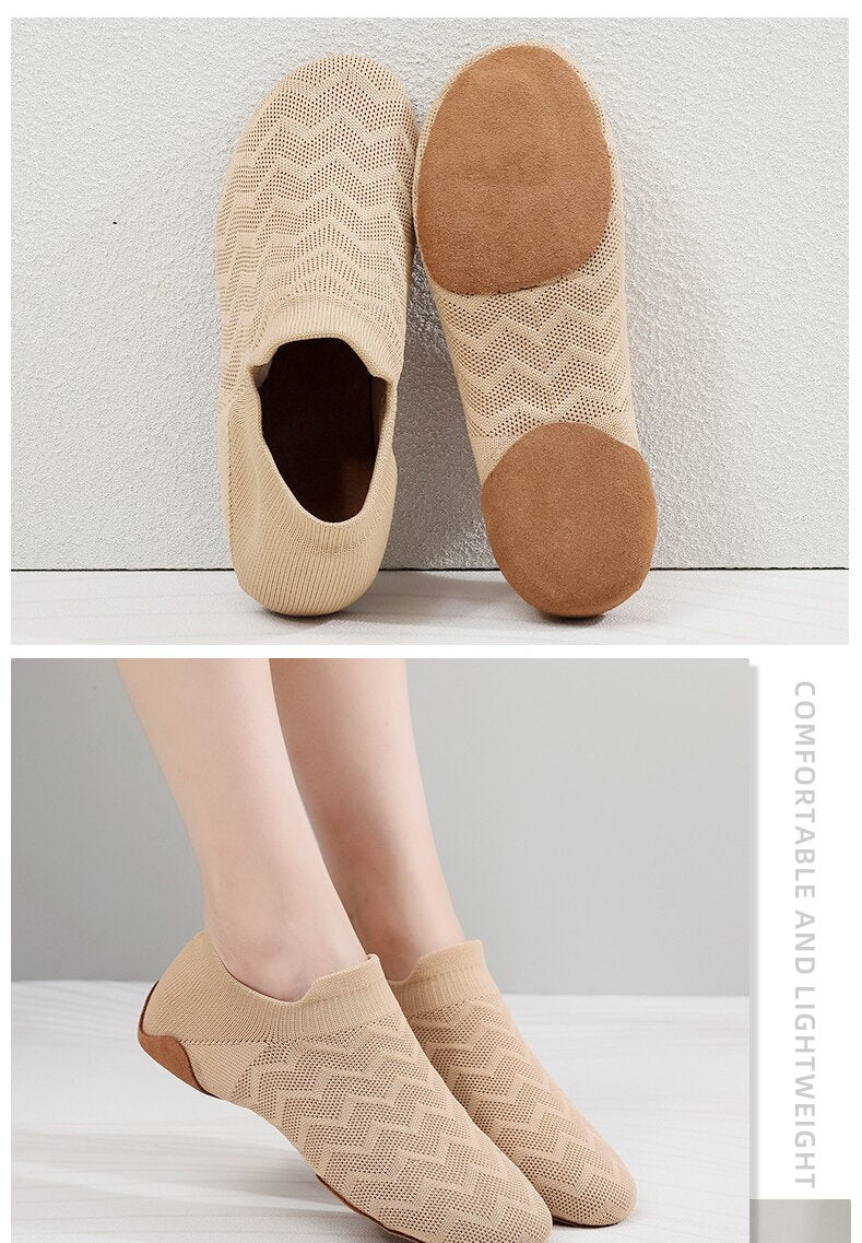 Slip-on sock-style dance shoes for ballet practice