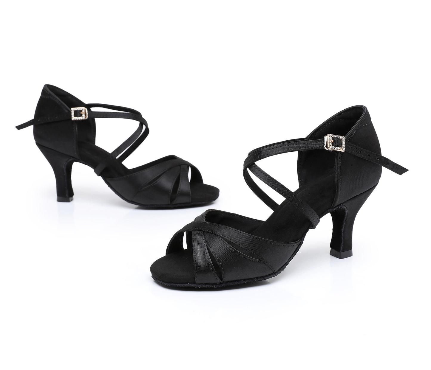 Latin Dance Shoes for Women Satin Salsa Tango Practice Dancing Shoes Model A19D