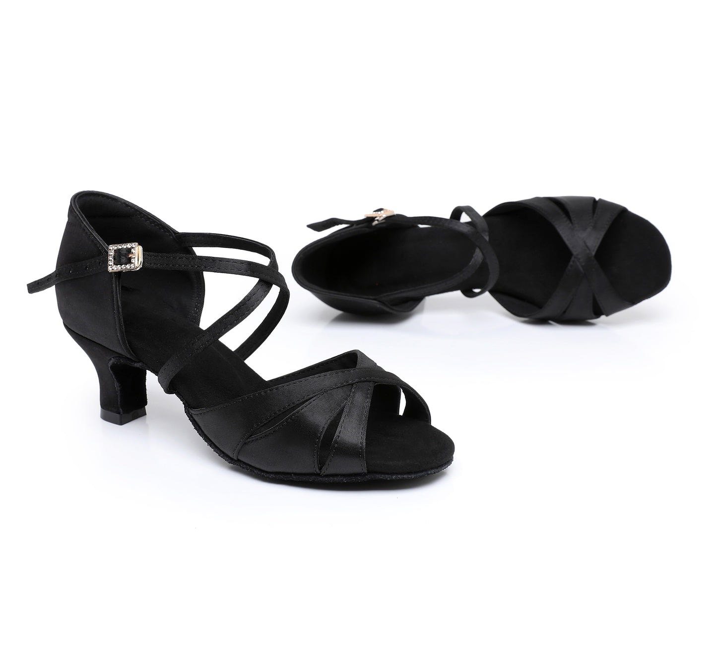 Latin Dance Shoes for Women Satin Salsa Tango Practice Dancing Shoes Model A19D