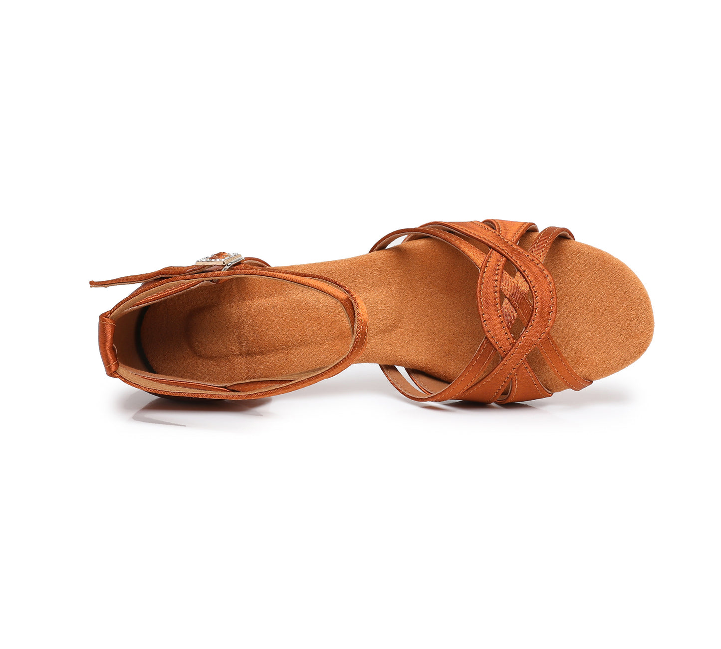 5cm/7cm Heel Tan Satin Ballroom Dance Shoes, Soft Insole and Reinforced Heel Latin Shoes
