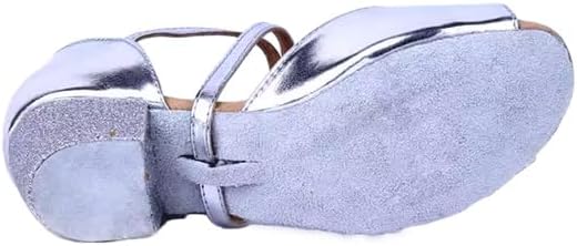 Latin Dance Shoes for Girls Low Heels Sequin Tango Salsa Ballroom Practice Performance Model C04D