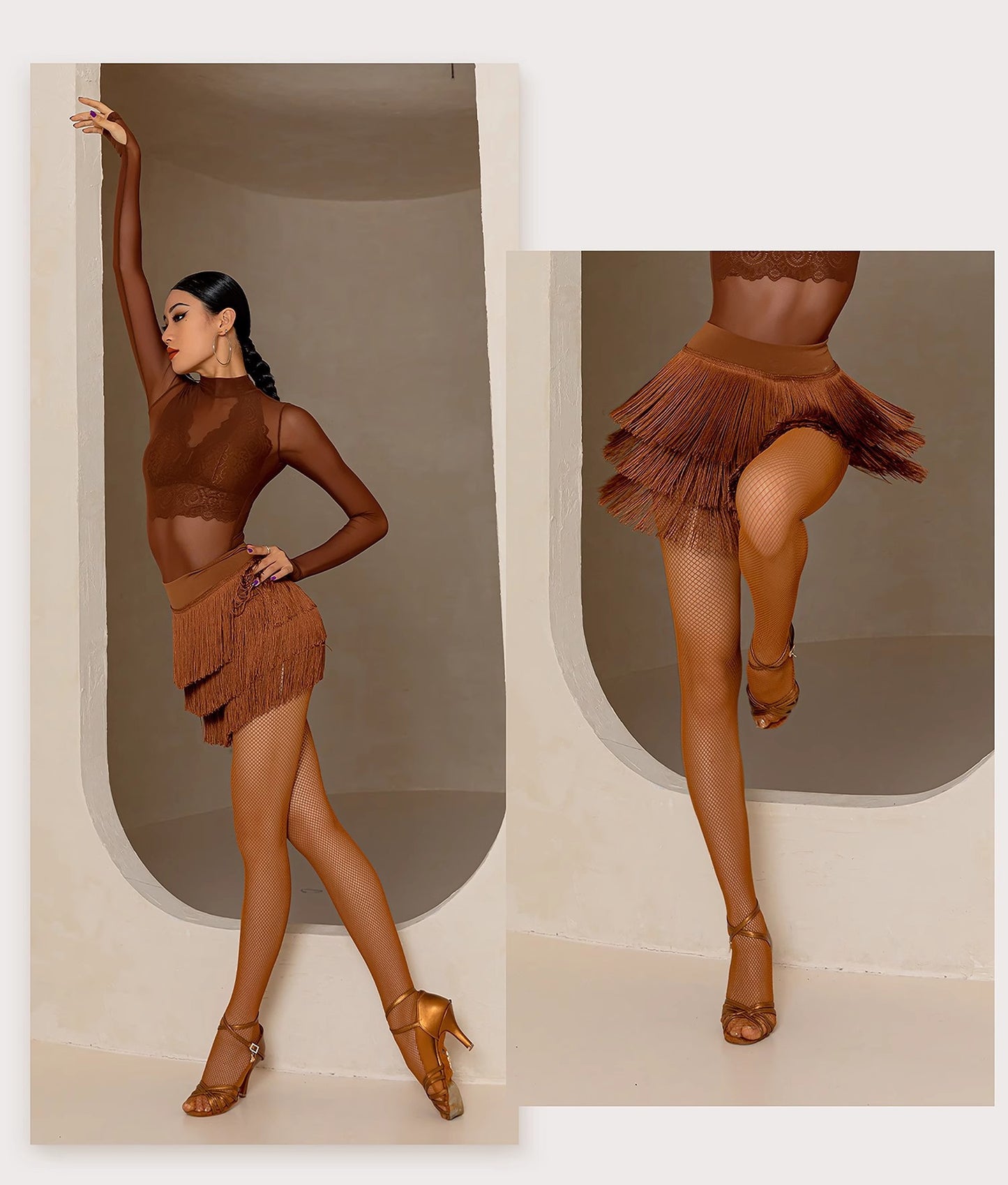 Women's Latin Dance Skirt, Fringe Tassel Mini Skirt for Ballroom Salsa Tango, Performance Practice Dancewear LAT- Skirt-4