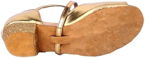 Latin Dance Shoes for Girls Low Heels Sequin Tango Salsa Ballroom Practice Performance Model C04D
