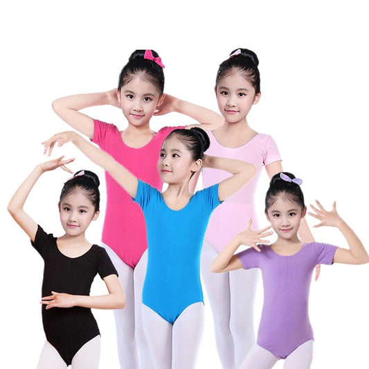 Kids Ballet Leotards for Girls, Short Sleeve Dance Outfit for Toddler, Soft Stretchy Gymnastics Leotard for Dance Class, Practice, Recital