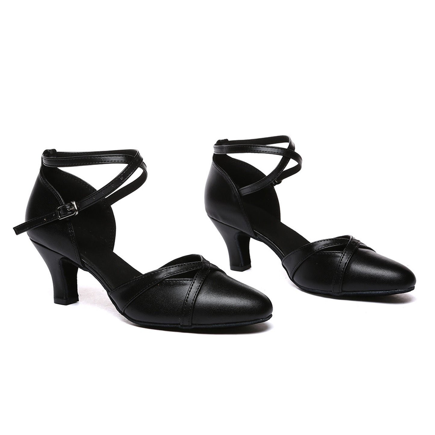 Elegant Closed Toe Modern Dance Shoes, Adjustable Ankle Strap, Mid Heel