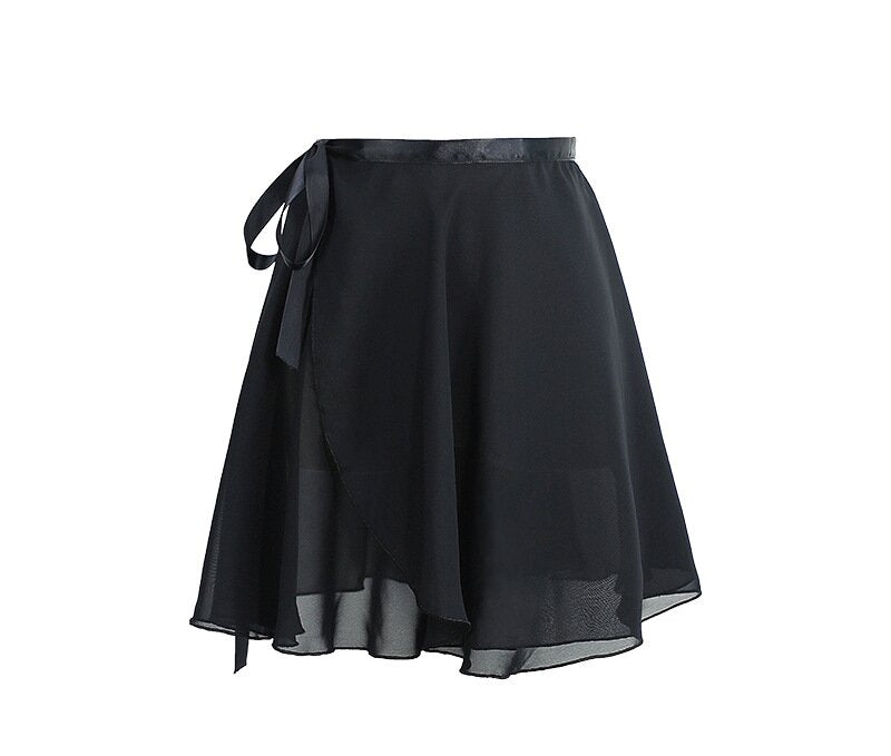 Black Sheer Chiffon Ballet Wrap Skirt, Professional Dance Skirt for Stage Performances & Studio Wear