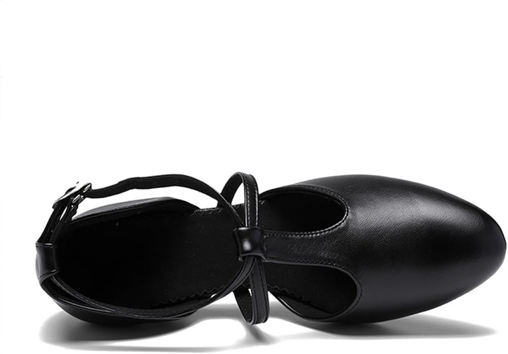 Women’s T-Strap Latin Dance Shoes Closed Toe Ballroom Salsa Tango Performance Shoes Model A50G