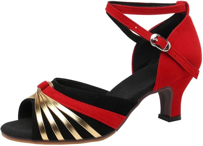 Open Toe Latin Dance Shoes with Crisscross Straps, Performance Heels