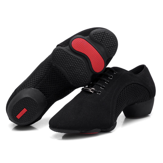 Women's Breathable Mesh Latin Dance Teacher Shoes - Low Heel, Split-Sole for Ballroom & Practice T-1103