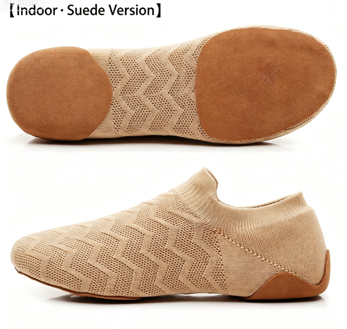 Women's Knit Split-Sole Dance Shoes - Breathable Sock-Style Ballet & Practice Shoes with Suede/Rubber Sole CL-03