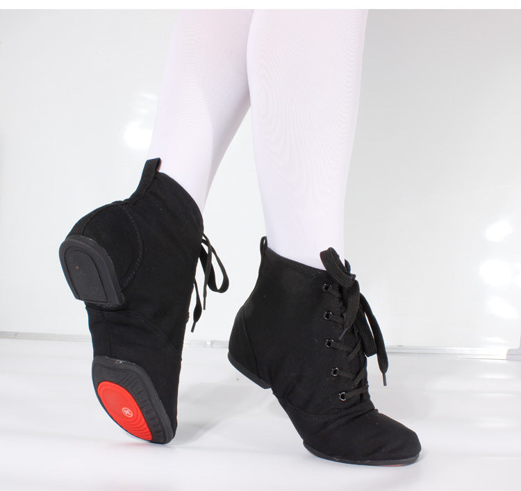 Professional jazz dance practice boots for women, durable canvas footwear