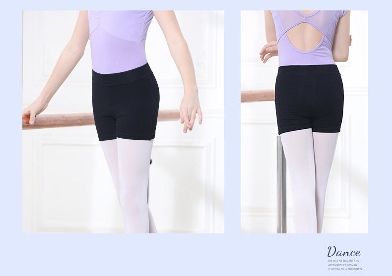Stretchy black dance shorts for girls, ideal for yoga, gymnastics and cheerleading