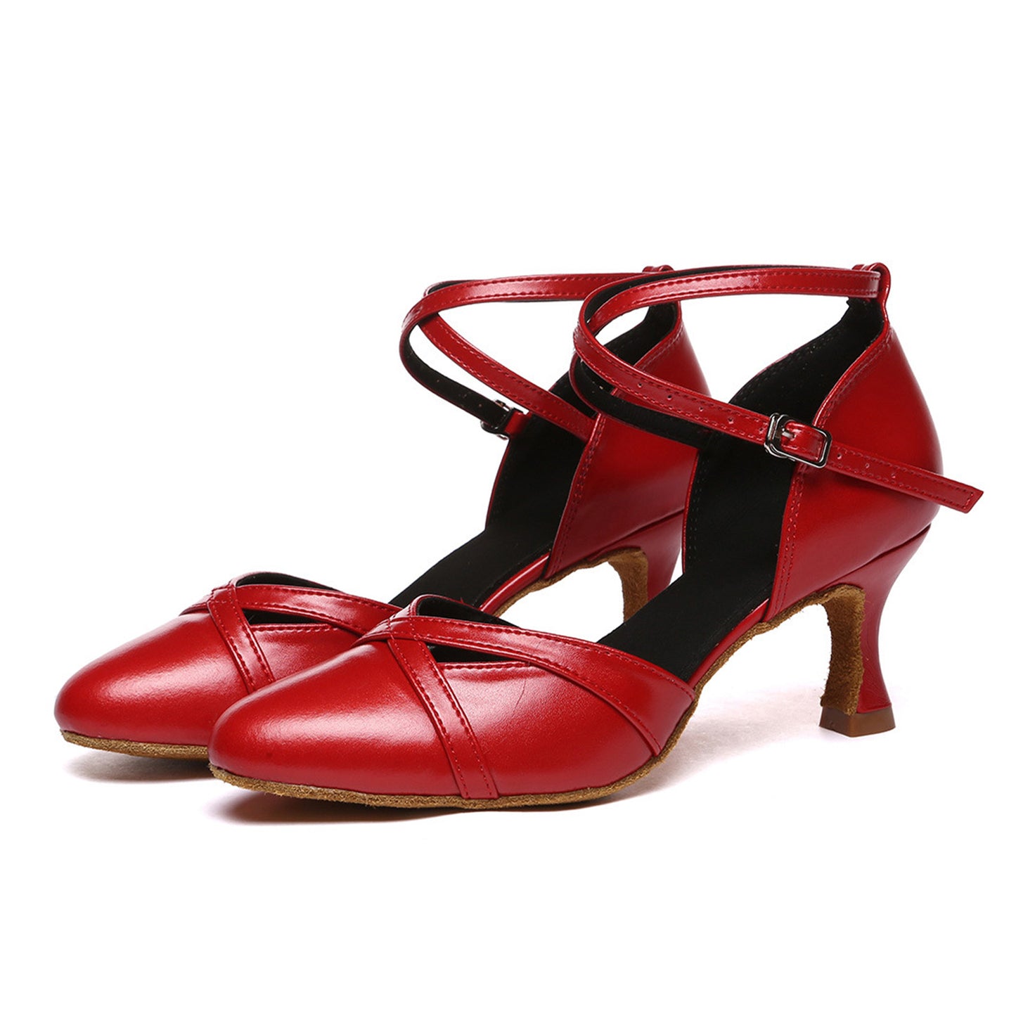 Women’s Latin Dance Shoes Leather Closed Toe Salsa Tango Ballroom Practice Performance Shoes Model A54G