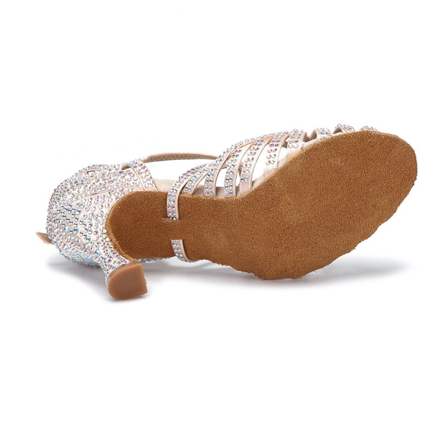 Women's Satin Latin Dance Shoes Salsa Chacha Tango Ballroom Rhinestones Performance Dancing Shoes Model A62D